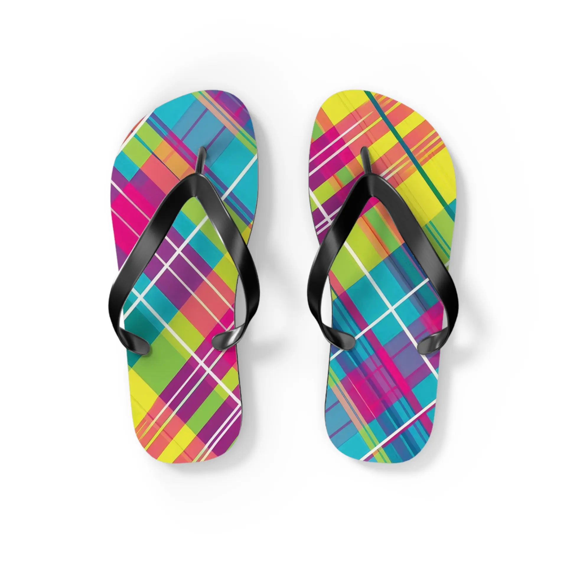 Plaid Swan Flip Flops