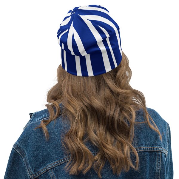 Blue Stripe All-Over Print Beanie - Image 2