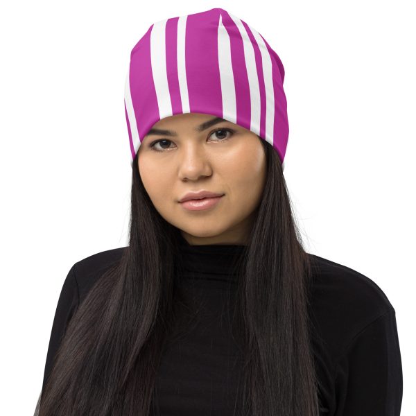 Pink stripe All-Over Print Beanie