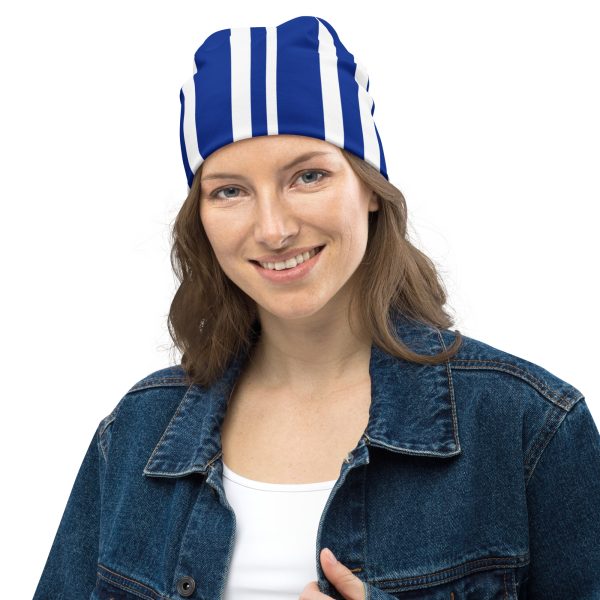 Blue Stripe All-Over Print Beanie