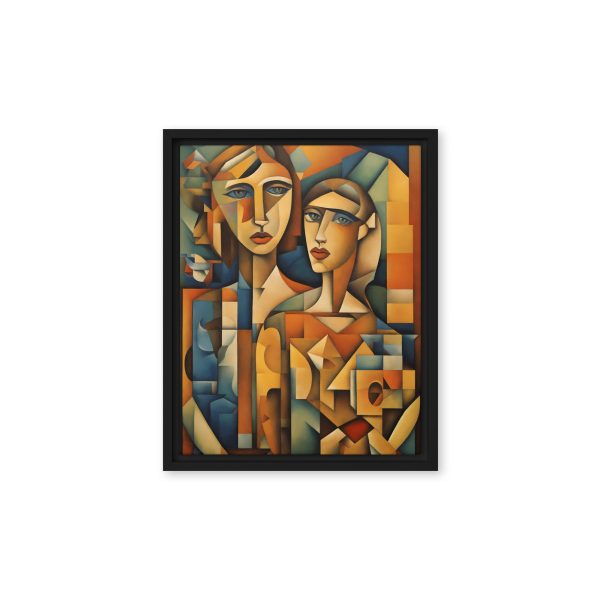 Geometric Duet: Cubist Portrait Canvas - Image 4