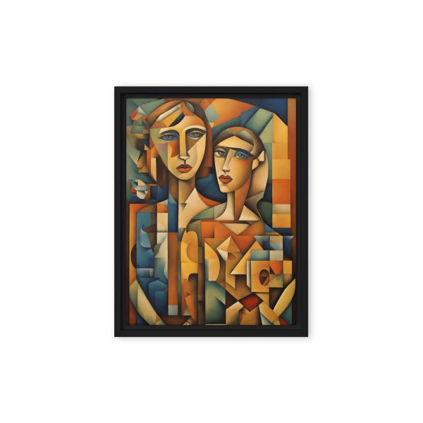 Geometric Duet: Cubist Portrait Canvas