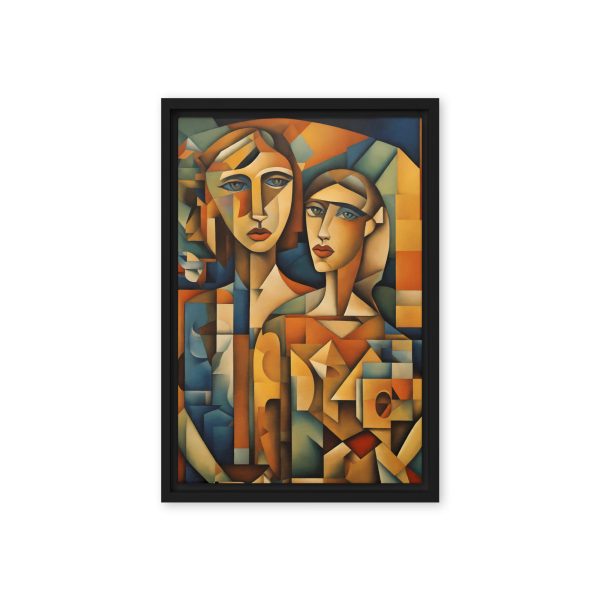 Geometric Duet: Cubist Portrait Canvas - Image 5