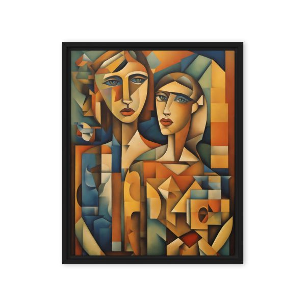 Geometric Duet: Cubist Portrait Canvas - Image 6