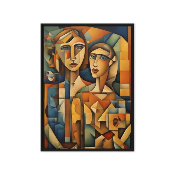 Geometric Duet: Cubist Portrait Canvas - Image 8