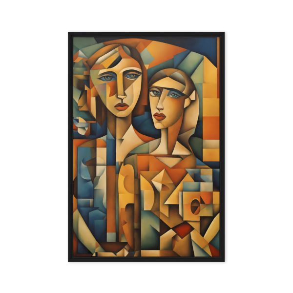 Geometric Duet: Cubist Portrait Canvas - Image 9