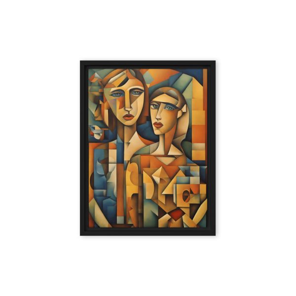 Geometric Duet: Cubist Portrait Canvas - Image 3