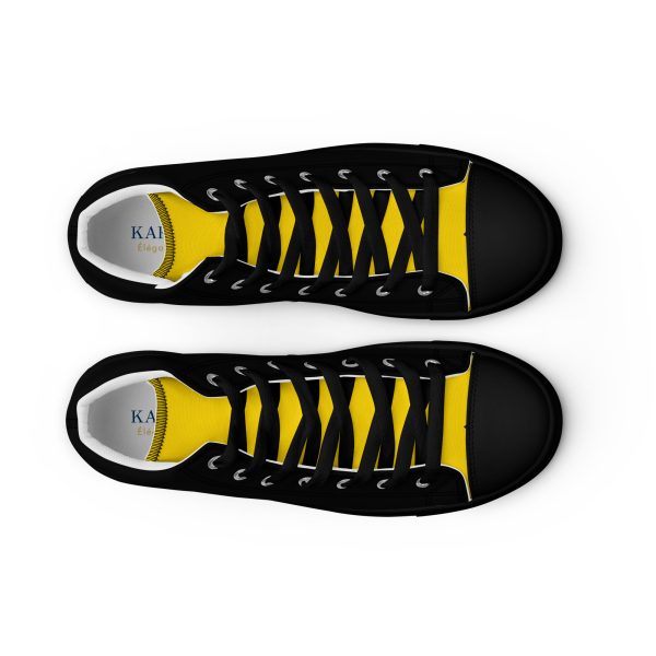 Chic Blacn & Gold Men’s high top canvas shoes - Image 6