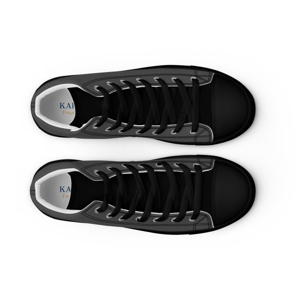 Elegant Gray & Black Men’s high top canvas shoes - Image 7