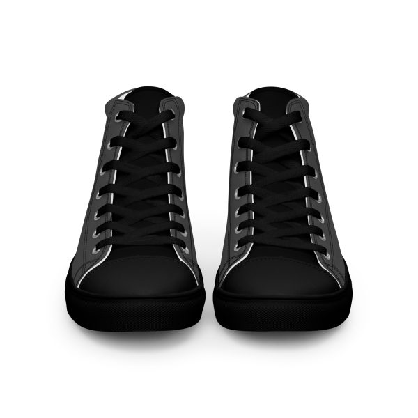 Elegant Gray & Black Men’s high top canvas shoes - Image 6