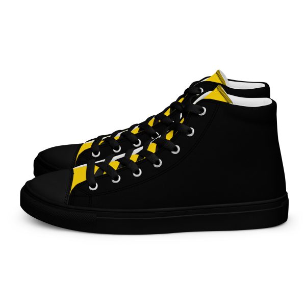 Chic Blacn & Gold Men’s high top canvas shoes - Image 2