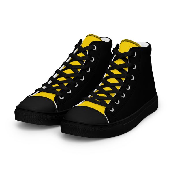 Chic Blacn & Gold Men’s high top canvas shoes - Image 5