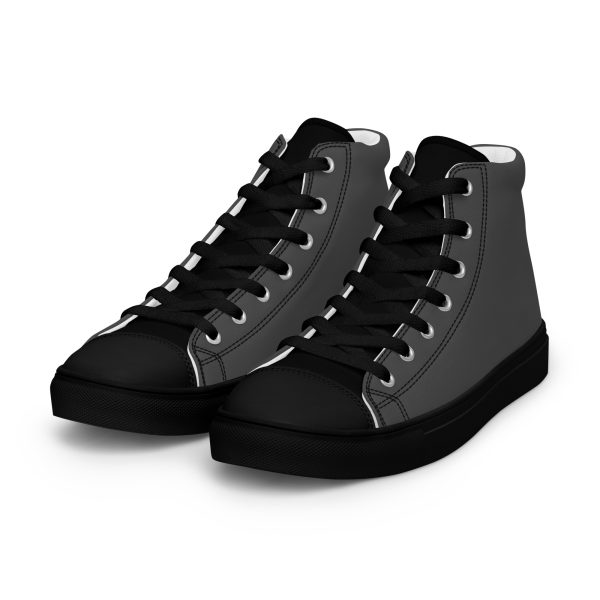 Elegant Gray & Black Men’s high top canvas shoes - Image 5