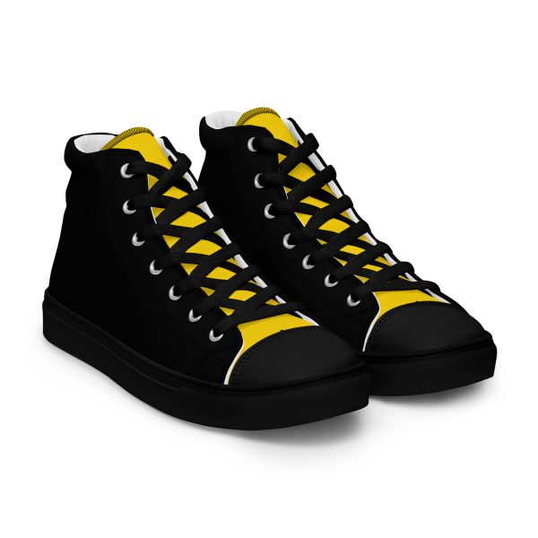 Chic Blacn & Gold Men’s high top canvas shoes - Image 9