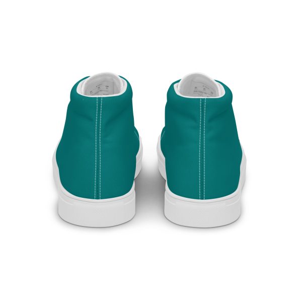 Modern Teal & White Men’s high top canvas shoes - Image 3