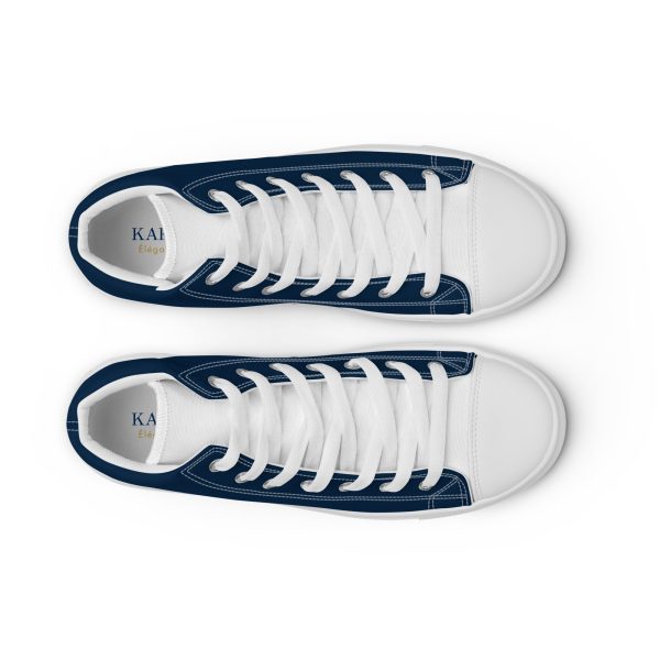 Classic Navy and White Men’s high top canvas shoes - Image 7