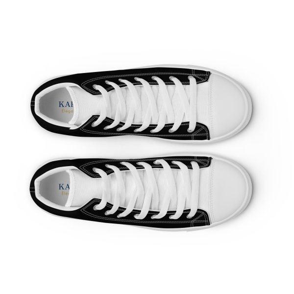 Polished Black & White Men’s high top canvas shoes - Image 6