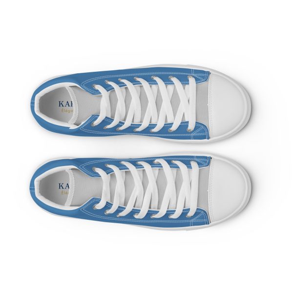 Cool Blue & Gray Men’s high top canvas shoes - Image 7