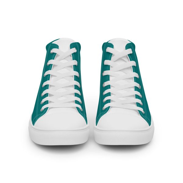 Modern Teal & White Men’s high top canvas shoes - Image 5