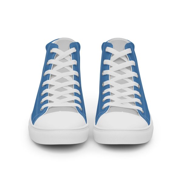 Cool Blue & Gray Men’s high top canvas shoes - Image 6