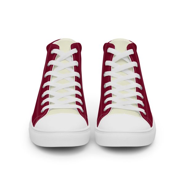 Sophistical Burgundy Beige Men’s high top canvas shoes - Image 5