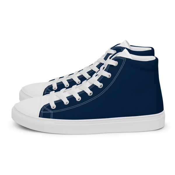 Classic Navy and White Men’s high top canvas shoes - Image 2