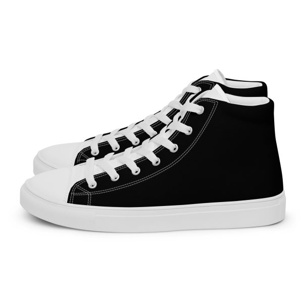 Polished Black & White Men’s high top canvas shoes - Image 2