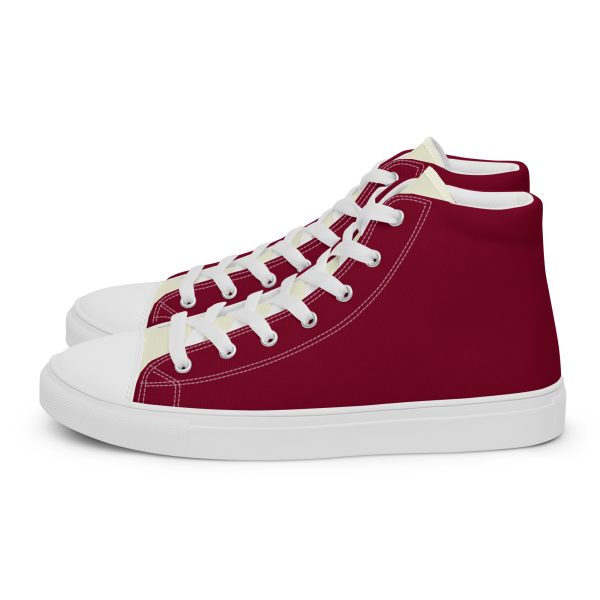 Sophistical Burgundy Beige Men’s high top canvas shoes - Image 2