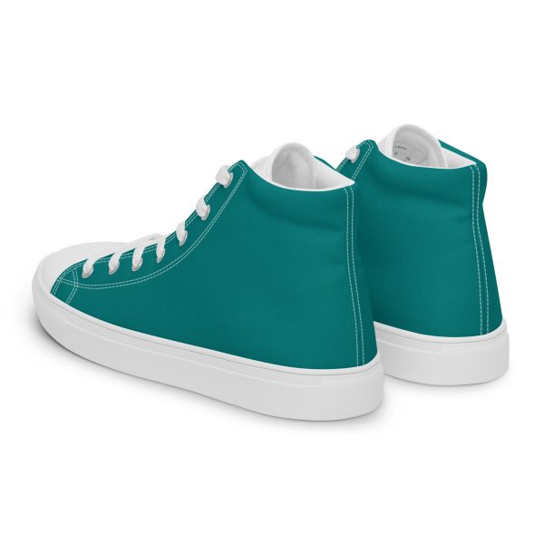 Modern Teal & White Men’s high top canvas shoes - Image 4