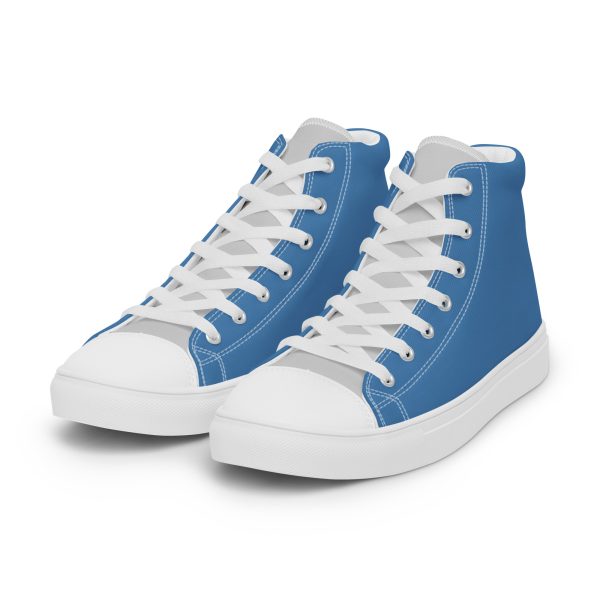 Cool Blue & Gray Men’s high top canvas shoes - Image 5