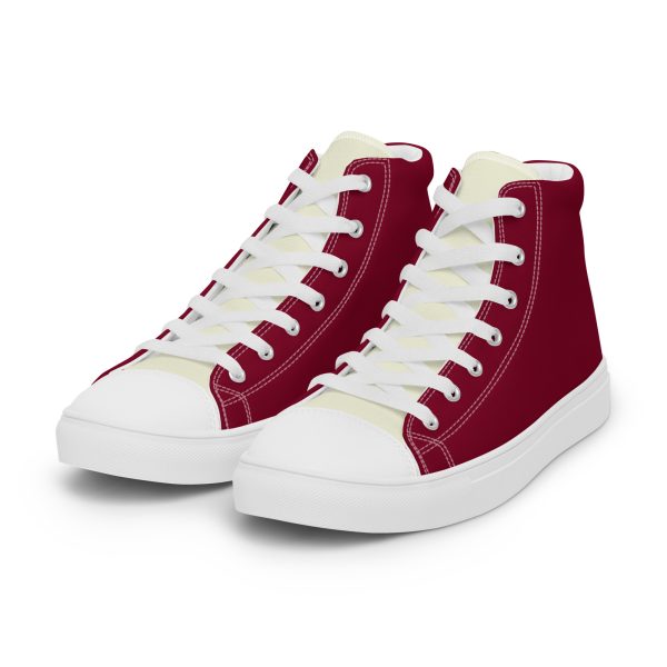 Sophistical Burgundy Beige Men’s high top canvas shoes