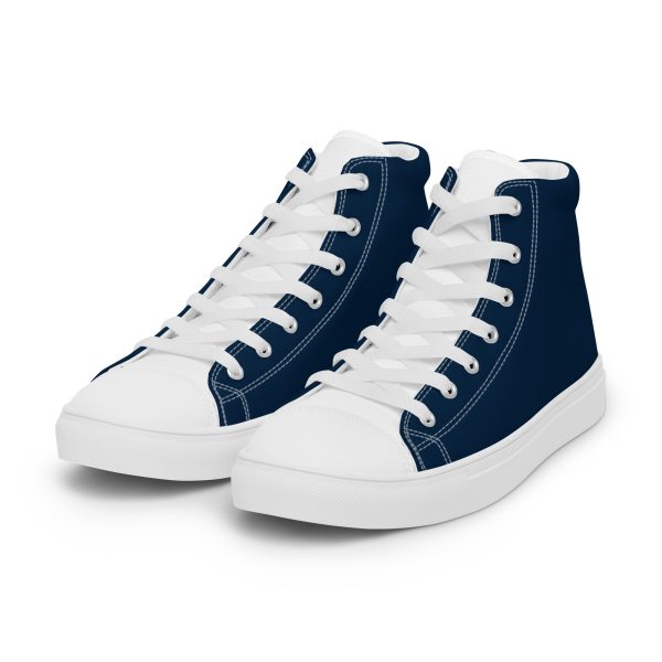 Classic Navy & White Men’s high top canvas shoes