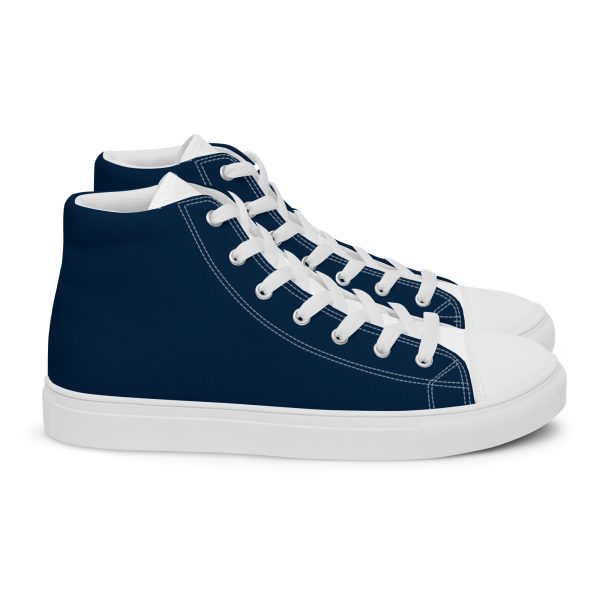 Classic Navy and White Men’s high top canvas shoes - Image 8