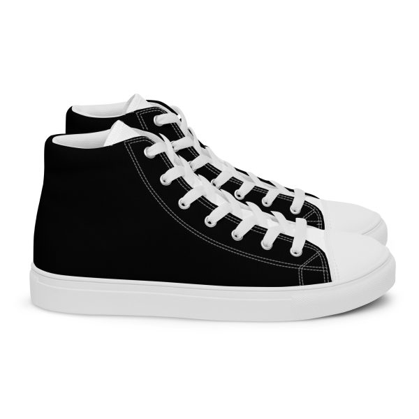 Polished Black & White Men’s high top canvas shoes - Image 7