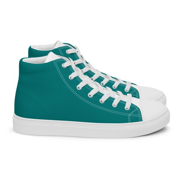 Modern Teal & White Men’s high top canvas shoes - Image 7