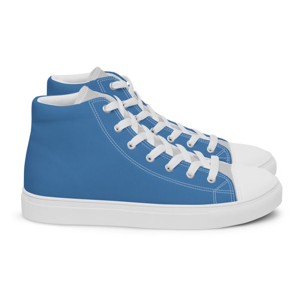 Cool Blue & Gray Men’s high top canvas shoes - Image 8