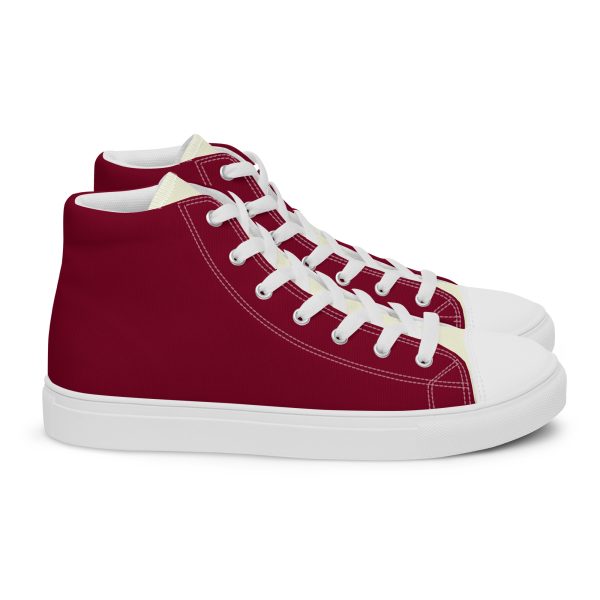 Sophistical Burgundy Beige Men’s high top canvas shoes - Image 7