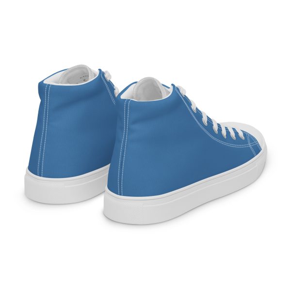 Cool Blue & Gray Men’s high top canvas shoes - Image 9