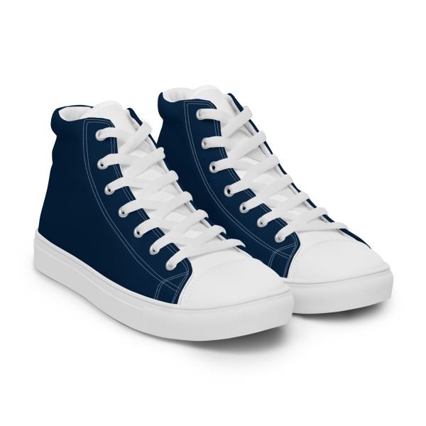 Classic Navy and White Men’s high top canvas shoes