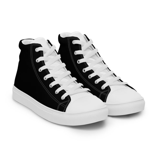 Polished Black & White Men’s high top canvas shoes - Image 9