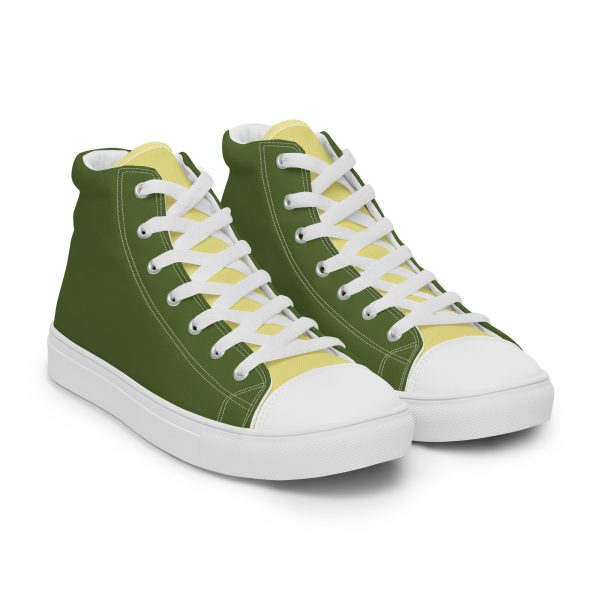 Urban Olive Khaki Men’s high top canvas shoes - Image 9