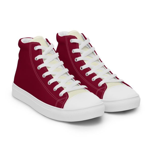 Sophistical Burgundy Beige Men’s high top canvas shoes - Image 9