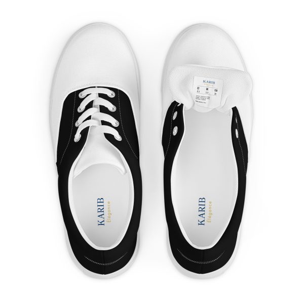 Polished Black and White Men’s lace-up canvas shoes - Image 4