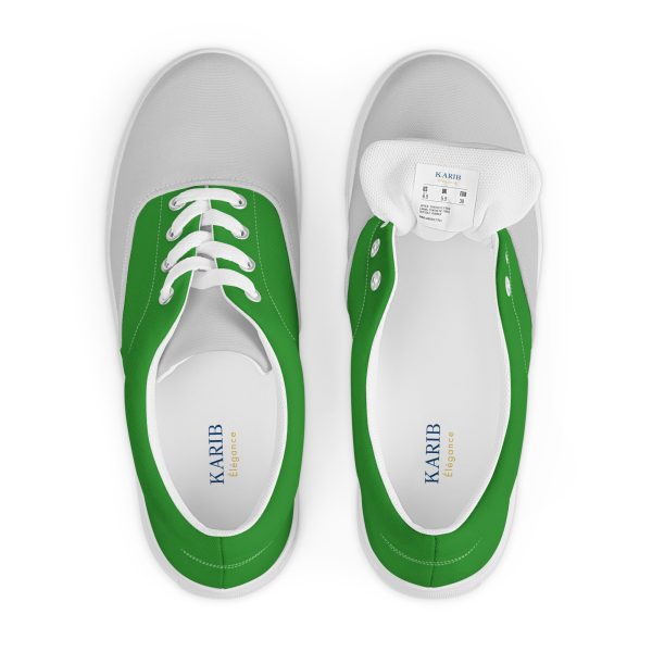 Stylish Forest Green and Gray Men’s lace-up canvas shoes - Image 4