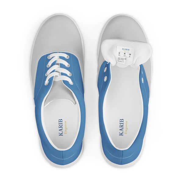 Cool Blue and Gray Men’s lace-up canvas shoes - Image 4