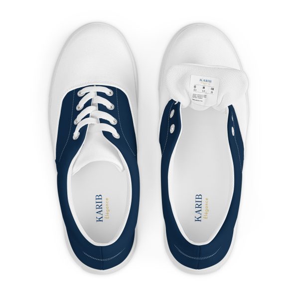 Classic Navy and White Men’s lace-up canvas shoes - Image 4