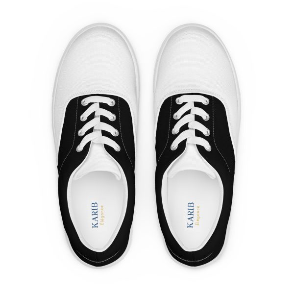 Polished Black and White Men’s lace-up canvas shoes