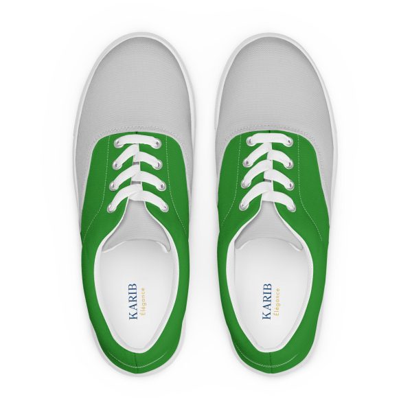 Stylish Forest Green and Gray Men’s lace-up canvas shoes