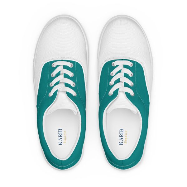 Modern Teal and White Men’s lace-up canvas shoes