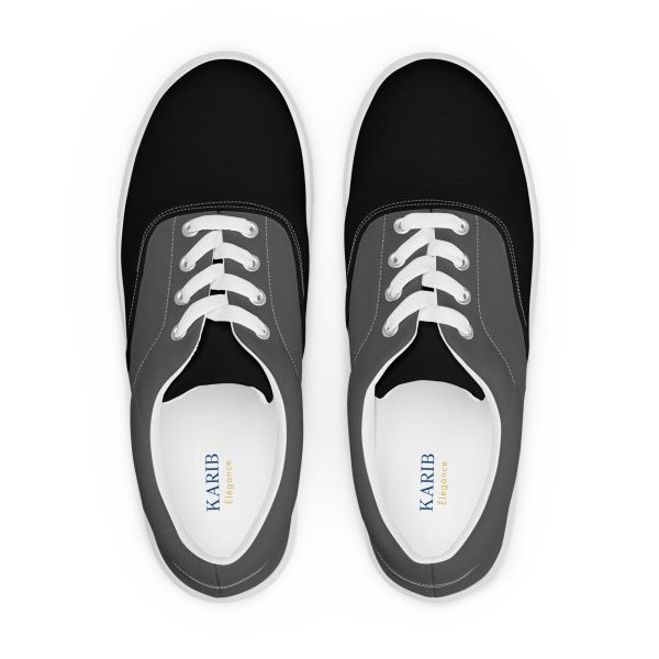 Elegant Gray and Black Men’s lace-up canvas shoes